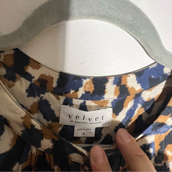 Velvet by Graham & Spencer For Anthro Ottilie Midi Dress Blue/Brown Size S NWT - Picture 13 of 16